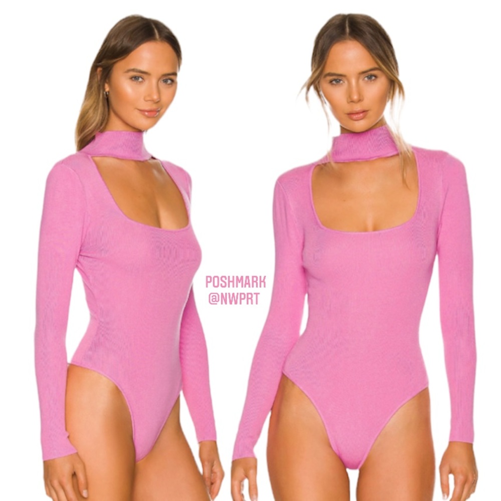 NWT ✨ ALL THE WAYS Victoria Square Cutout Mock Neck Bodysuit Top Mauve Pink XS